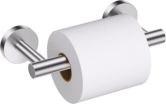 Brushed Nickel Toilet Paper Holder, Double Base Large Toilet Paper Roll Holder Stainless Steel Bathroom Hardware Wall Mounted Modern Commercial Toilet Paper Dispenser-NeatNest