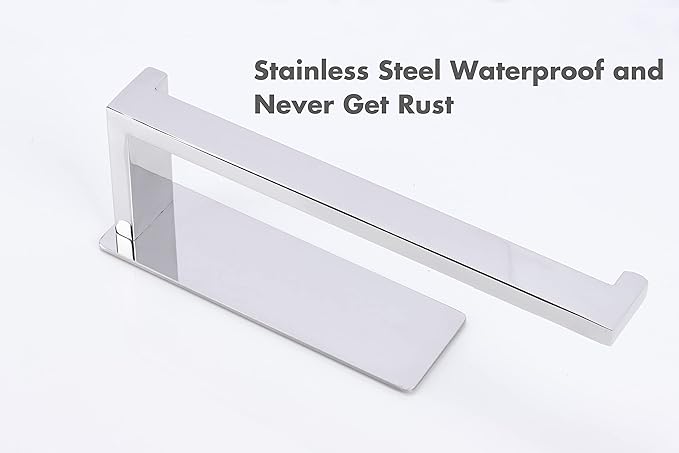Hand Towel Holder, Strong Self Adhesive Hand Towel Ring, Thicken SUS304 Stainless Steel Hand Towel Bar/Rack, No Drilling Modern Hand Towel Hanger (Polish Chrome, 9 in)