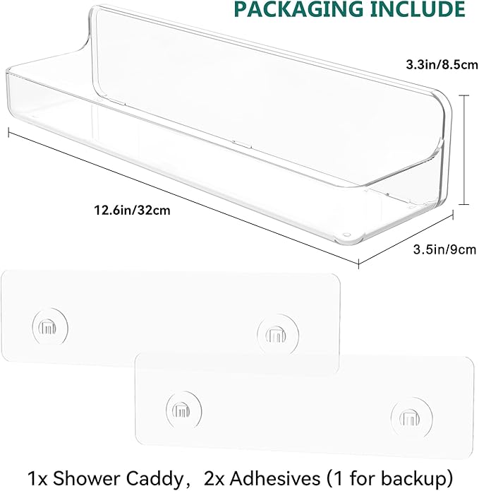 Shower shelves, Adhesive Clear Acrylic Bathroom Shower caddy Organizer, Transparent No Drilling Wall Mount Bathroom Storage-NeatNest