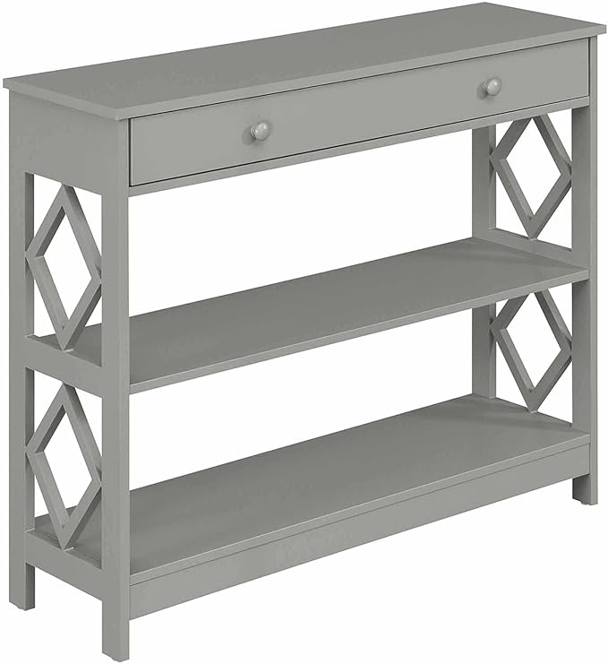 Convenience Concepts Diamond 1 Drawer Console Table, Gray-NeatNest