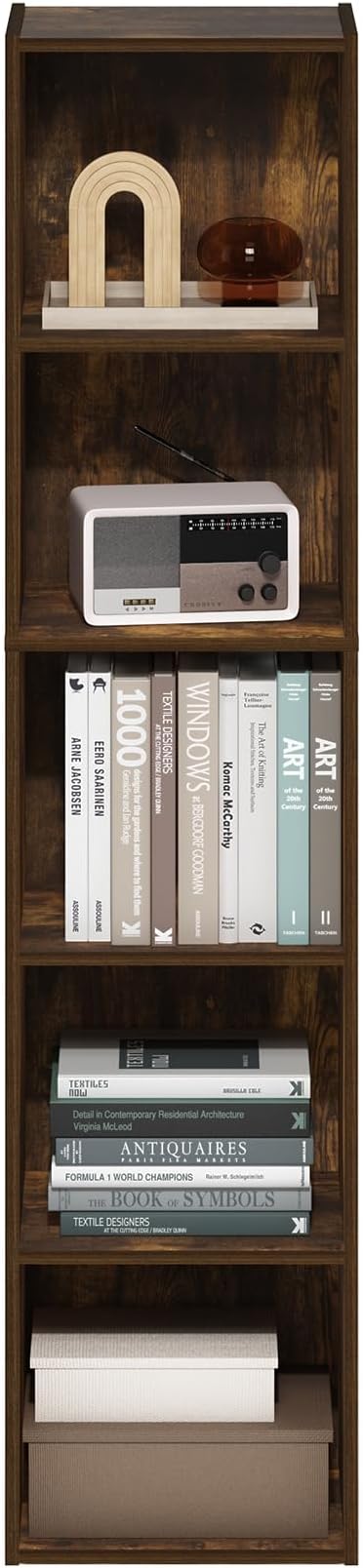 Furinno Pasir 5-Tier Open Shelf Bookcase, Bookshelf, Amber Pine-NeatNest