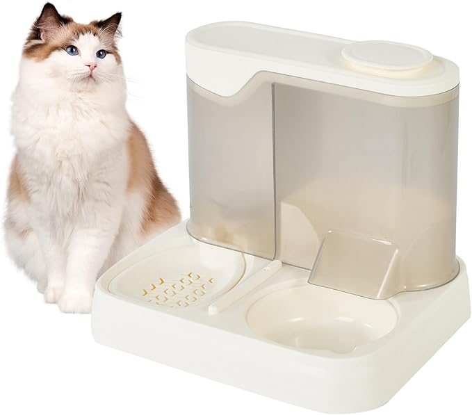 Gravity Pet Feeder and Water Dispenser Set, Automatic Dog Feeder and Dog Water Dispenser for Dogs Cats Pets Animals Large Capacity (White)-NeatNest