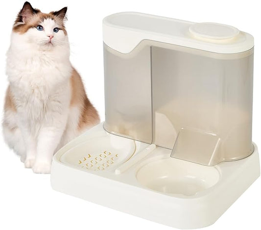 Gravity Pet Feeder and Water Dispenser Set, Automatic Dog Feeder and Dog Water Dispenser for Dogs Cats Pets Animals Large Capacity (White)-NeatNest