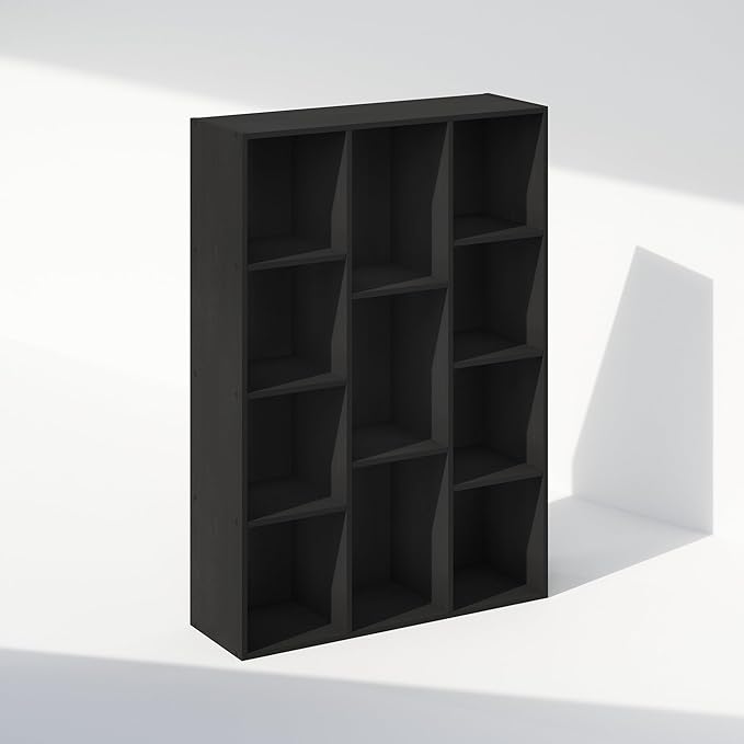 Furinno Reed 11-Cube Open Shelf Multipurpose Closet & Clothing Storage, Storage Organizer, Blackwood-NeatNest