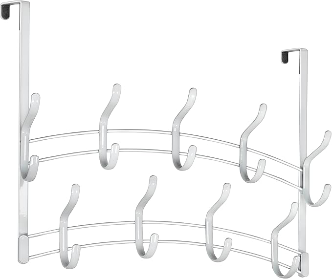 LYNK Professional® Home™ Over Door Hooks Rack - 18 Hook Over Door Hanger - Over Door Towel Rack - Hanging Towels or Clothes - Bathroom, Bedroom or Laundry Room - Lifetime Ltd. Warranty - White