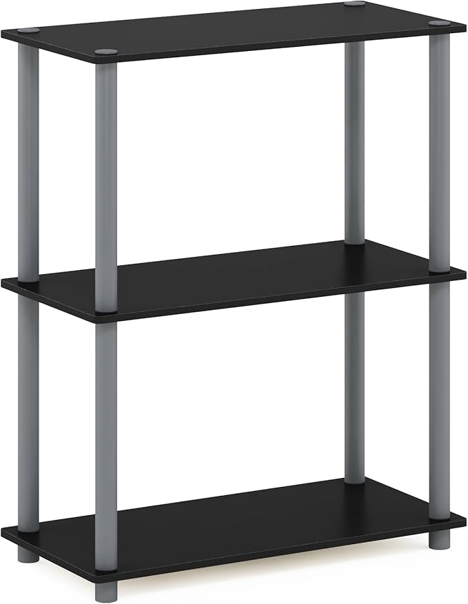 Furinno Turn-N-Tube Display Rack, 3-Tier Single, Black/Grey-NeatNest