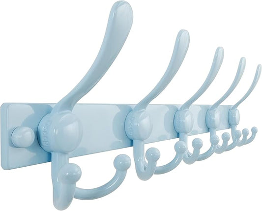 Dseap Coat Rack Wall Mount 2.0 Pro: Heavy Duty 300% Thicker, 16" Stud Mount, Stainless Steel Wall Coat Hooks Hanger for Clothes Jackets Hats Entryway Closet, MaxStrong Series, Blue