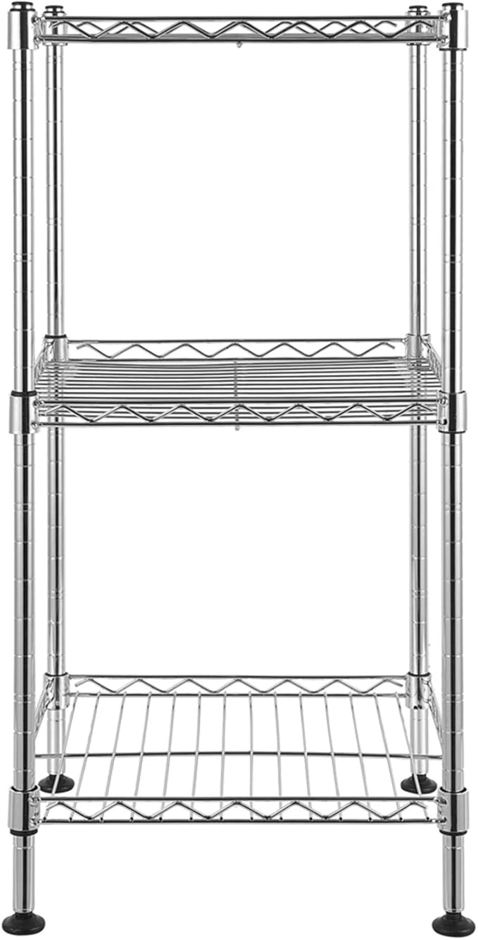 3 Tier Adjustable Storage Shelf Metal Storage Rack Wire Shelving Unit Storage Shelves for Pantry Closet Kitchen Laundry Bathroom (Silver8-3-Tier)
