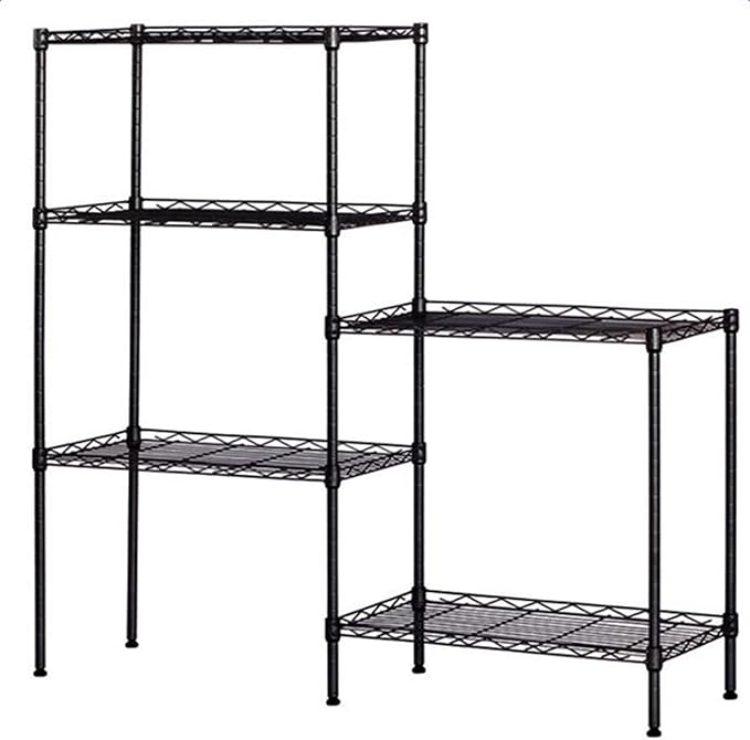 5 Tier Adjustable Storage Shelf Metal Storage Rack Wire Shelving Unit Storage Shelves Metal for Pantry Closet Kitchen Laundry (Black6)