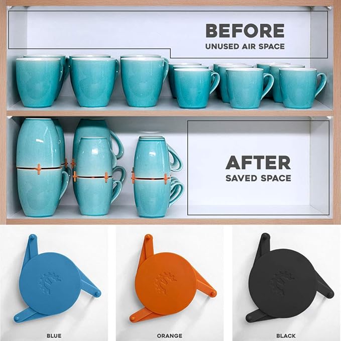 ELYPRO Coffee Mug Organizers and Storage, Kitchen Cabinet Shelf Organizer - Cupboard and Pantry Organization, Expandable Stackable Gadget for Tea Cup and Coffee Mugs, Save Space (Black)-NeatNest