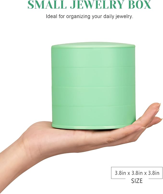 CONBOLA Jewelry Organizer, Small Jewelry Storage Box Earring Holder for Women, 4-Layer Rotating Travel Jewelry Tray Case with Lid for Bracelets Rings Bracelets-NeatNest