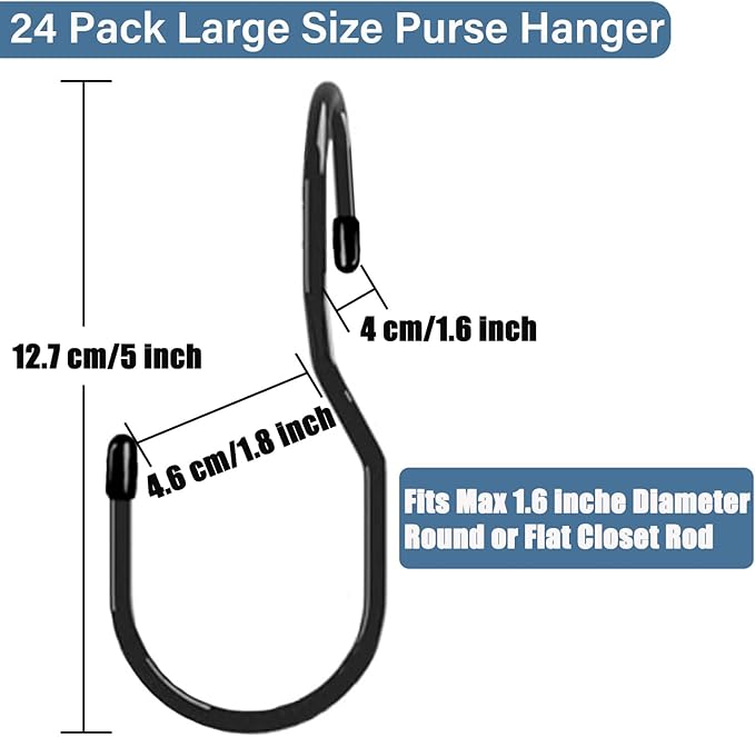 24-Pack Purse Hangers for Closet, Large 5-inch Twist Design Hooks for Bags, Purses, Handbags, Belts, Scarves, Hats-NeatNest