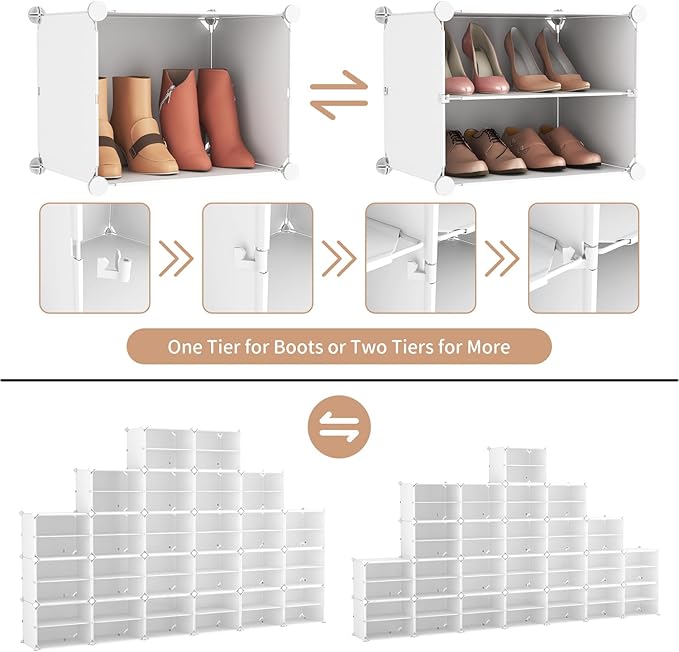 ROJASOP Shoe Storage Cabinet, 12-Tier Shoe Organizer 96 Pairs Extra Large Plastic Shoe Rack with Covers Portable Shoe Rack Organizer with Doors Big Shoe Rack for Closet Entryway Bedroom-NeatNest