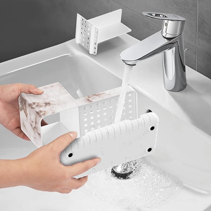 Toothbrush Holders for Bathroom Countertop Organizer, Kids Electric Toothbrush and Toothpaste Holder for Bathroom Organizers and Storage (White Marble Grain)-NeatNest