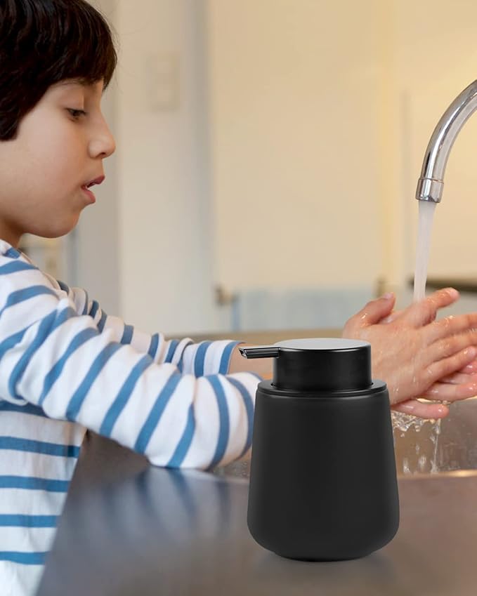 Bosilunlife Black Lotion Dispenser - 12Oz Ceramic Soap Dispenser Bathroom Refillable Liquid Hand Wash Dispenser for Bathroom Kitchen Dish Soap Dispenser with Easy-to-Press Pump-NeatNest