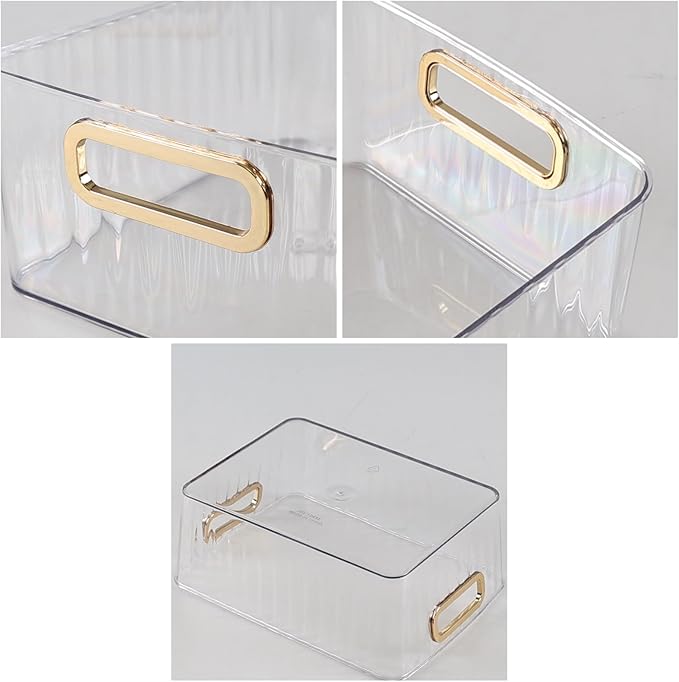 Clear Pantry Organizer Bins, Plastic Storage Basket for refrigerator, 6 Packs-NeatNest