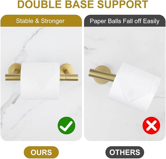 Brushed Gold Toilet Paper Holder Wall Mount, Double Base Large Toilet Paper Roll Holder Stainless Steel Bathroom Hardware Accessories, Commercial Toilet Paper Dispenser-NeatNest