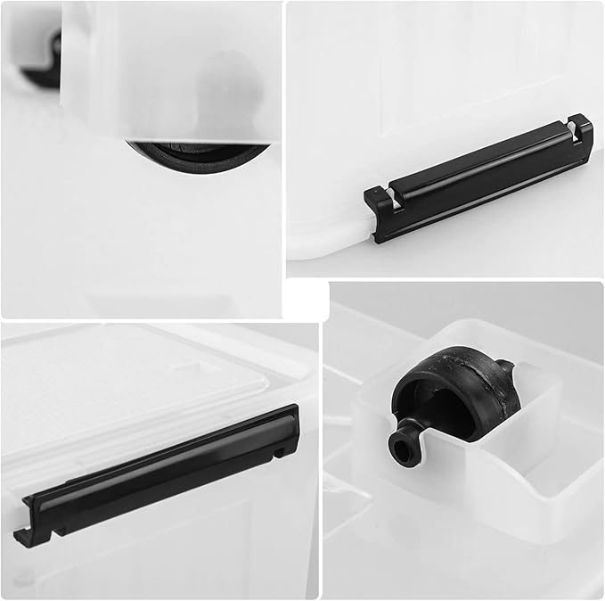 Bringer 4-Pack 30 L Clear Plastic Storage Box, Large Wheeled Storage Bin with lid-NeatNest