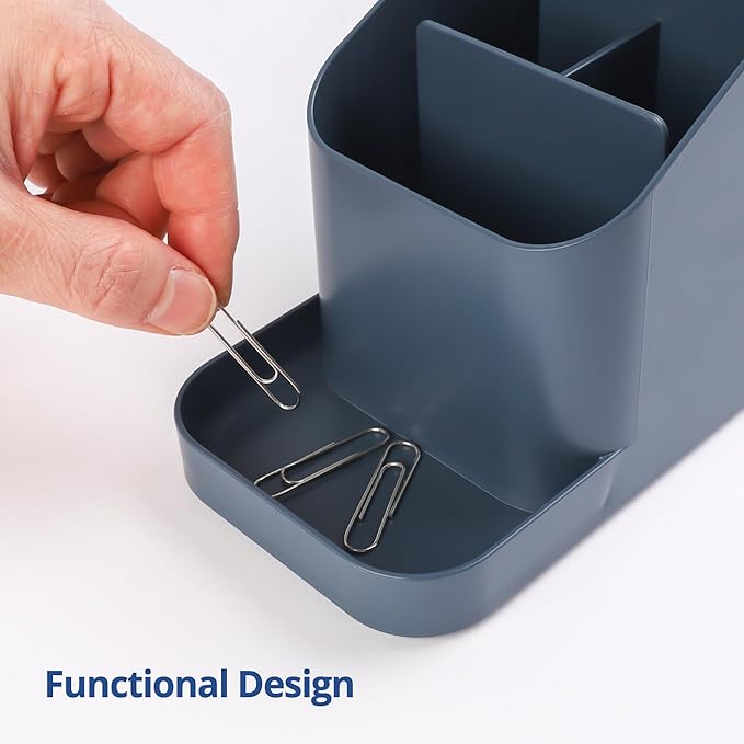 BLUE GINKGO Desk Holder – Korean-Made Office Organizer for Pencils, Pens, Notes, and Desk Supplies (Prussian Blue)-NeatNest