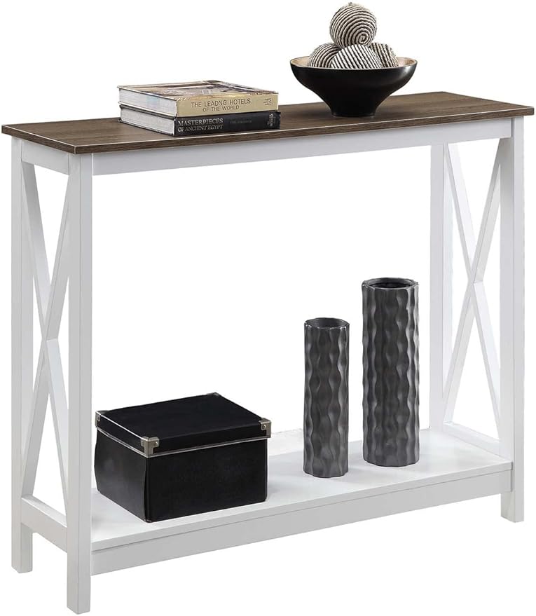 Convenience Concepts Oxford Console Table 39.5" - Sofa Table with Storage Shelf, Transitional Entryway Hall Table for Living Room and Bedroom, Display Foyer Table, Driftwood/White-NeatNest