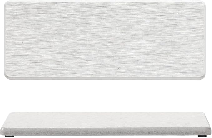 2PCS Bathroom Sink Vanity Trays, Water Absorbing Diatomite Stone Quick Drying Mat for Kitchen Counter,Faucet Splash Guard Dish Rack Soap Dispenser Sponge Holder Caddy Organizer,Beige, 9"x3.5"-NeatNest