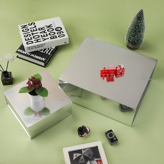 6 Pcs Silver Gift Boxes - Large 13x11x5.3 Inch - Modern Style - Magnetic Lids - Crinkle Paper - Luxury Gift Boxes for Presents-NeatNest