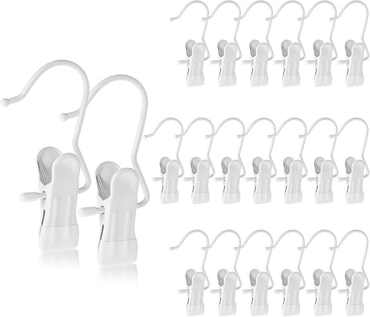 Hotop Boot Hanger Clips for Closet, Laundry Hanging Hooks Heavy Duty Clips Boot Holder Portable Single Hooks Space Saving for Pants Jeans Clothes Hats Tall Towels(White,48 Pieces)-NeatNest