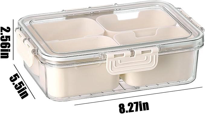 2PCS Plastic Divided Serving Tray with Lid Snackle Box Charcuterie Container Portable Snack Platters Organizer for Candy, Fruits, Snacks, Nuts, for Party, Entertaining, Picnic (4 Compartment)-NeatNest