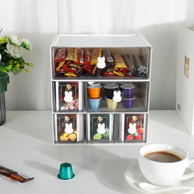 Cupboard Organizers,Kitchen Storage Accessories,Kitchen Storage Box for Tea Bags,Coffee,etc.Storage Rack for Kitchen/Bathroom/Dressing/Office,etc.(white-1drs)-NeatNest