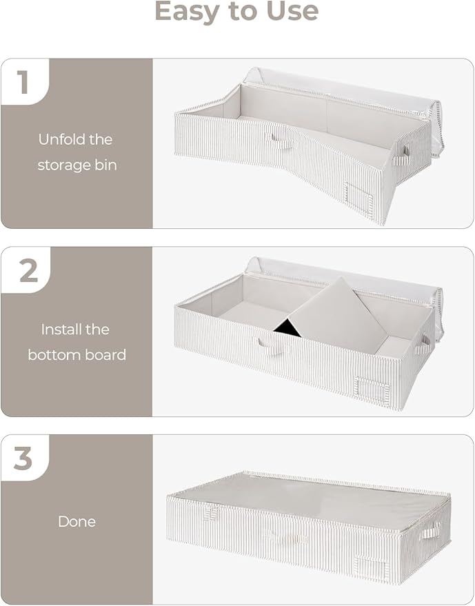 StorageWorks Extra Large Under Bed Storage Containers with Handles and Label Holder, 2 Pack Ultra-thick Fabric Underbed Bins, Closet Organizer for Clothes, Blankets, Sweater-NeatNest