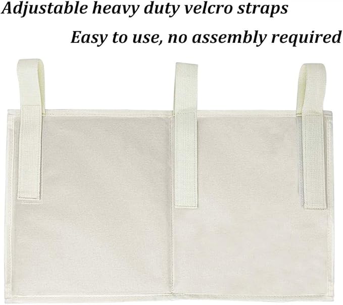 Bunk Bed Organizer - Bedside Storage Caddy with Pocket, Hanging Organizer for Dorm Room, Hospital Bed Rail and More (Cream)-NeatNest