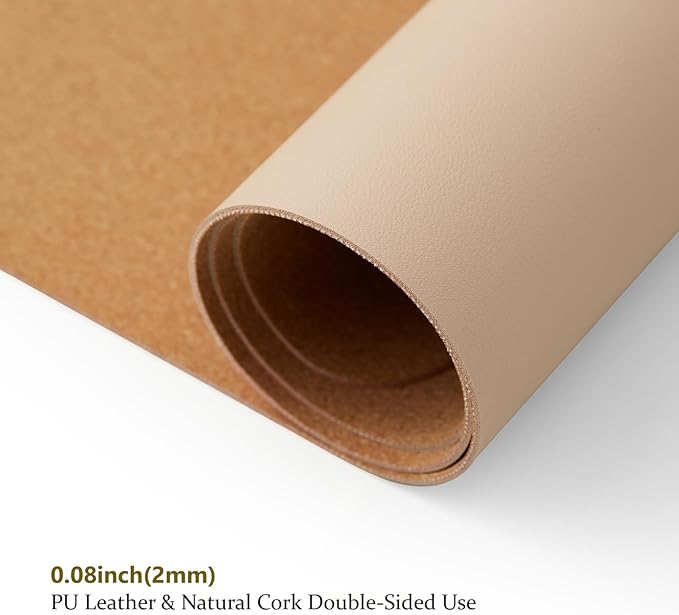 Cork Apricot Desk Mat - Dual-Sided Desk Pad for Office and Home - Desk Organization and Accessories - Ideal for Large Mouse Pad and Desk Mats on Top of Desks(31.5"x 15.7")-NeatNest