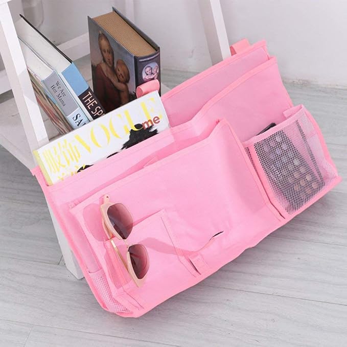 Bunk Bed Organizer - Bedside Storage Caddy with Pocket, Hanging Organizer for Camp, Dorm, Room, Hospital Bed Rail and More (Pink)-NeatNest