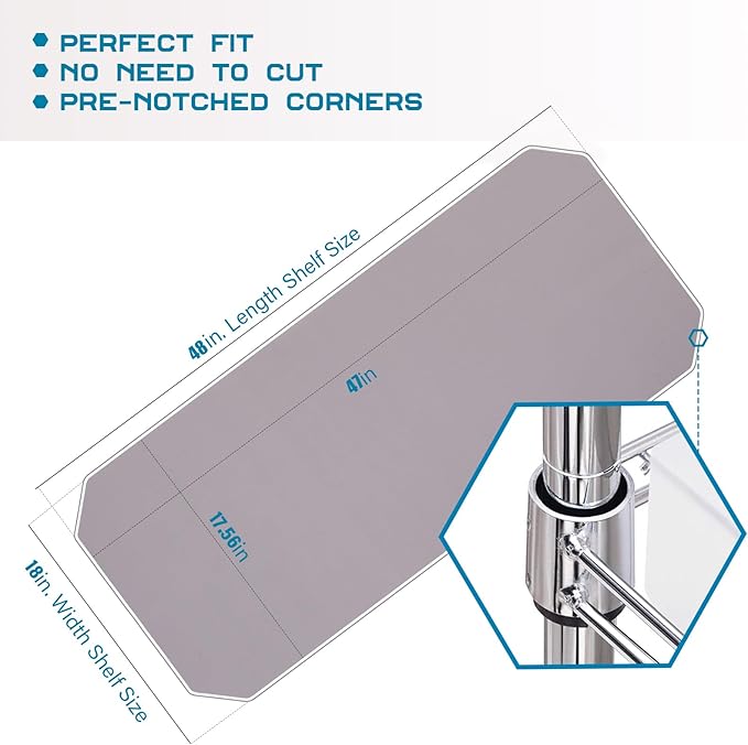 BRIAN & DANY Wire Shelf Liner 18" X 48", Heavy Duty Shelf Liners for Wire Shelving, Waterproof Protector Mats, Set of 6, Charcoal-NeatNest
