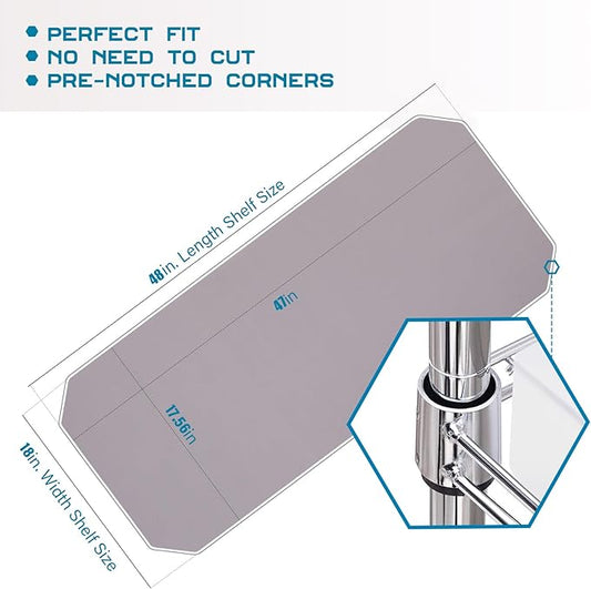 BRIAN & DANY Wire Shelf Liner 18" X 48", Heavy Duty Shelf Liners for Wire Shelving, Waterproof Protector Mats, Set of 6, Charcoal-NeatNest