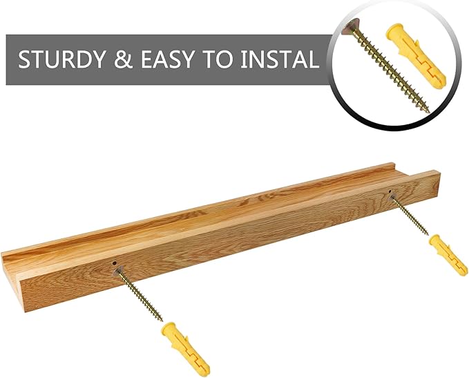 24 Inch Floating Shelves Wall Mounted, Rustic Wall Shelves for Decor and Storage, Natural Solid Oak Wood Shelf, Picture Ledge for Bedroom/Bathroom/Living Room/Kitchen, Natural Color, 24*4*1.5 (1 Pack)-NeatNest