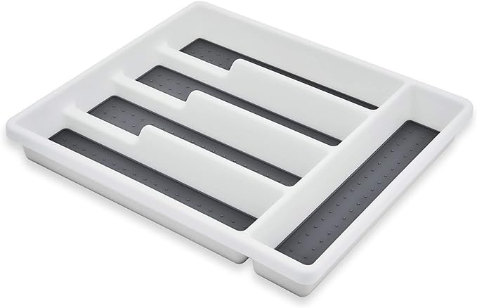 HaWare Silverware Tray for Drawer with Five Sections, Flatware Organizer/Cutlery Holder with Soft Grip Lining and Non-slip Rubber Feet, Multi-Purpose Storage for Kitchen, Office, Bathroom Supplies-NeatNest
