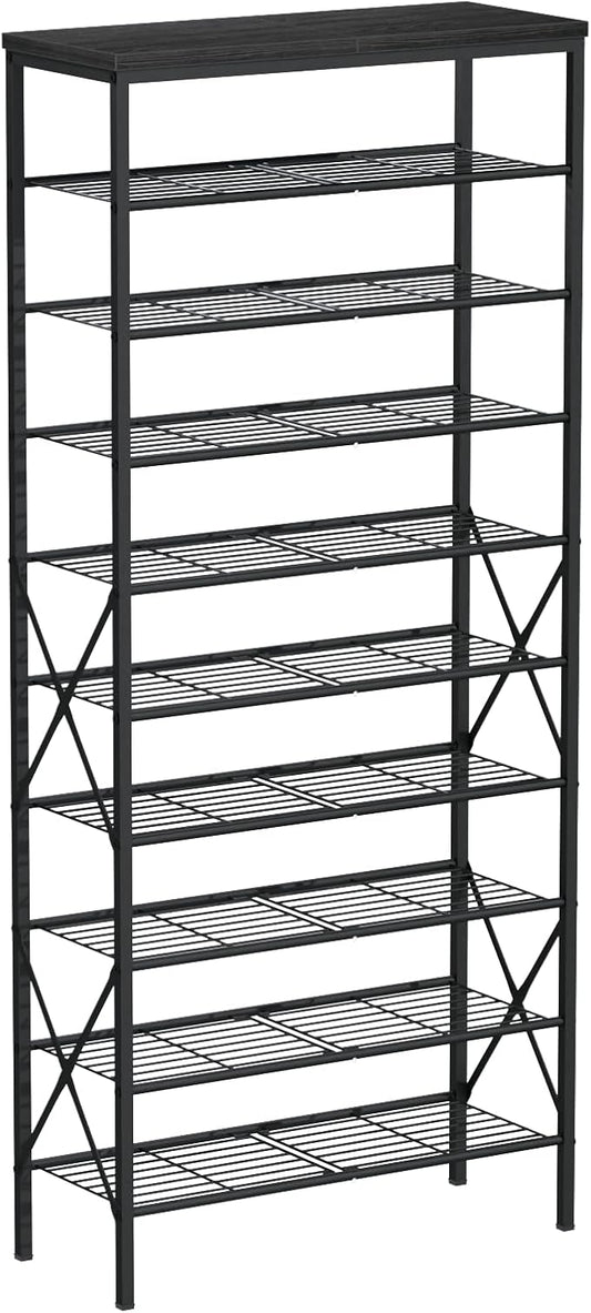 10 Tiers Shoe Storage Organizer, Large Capacity Shoe Shelf Holds 32 Pairs of Shoes,Black-NeatNest