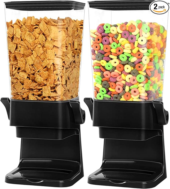 Cereal Dispenser Countertop 2 Pack 5.5 Qt Large Cereal Storage Container Holder Dispenser for Pantry Dry Food Snack Nut Candy Dispenser Countertop Kitchen Organization Storage for Oatmeal Granola-NeatNest