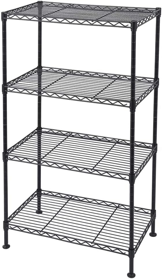 4 Tier Adjustable Storage Shelf Metal Storage Rack Wire Shelving Unit Storage Shelves Metal for Pantry Closet Kitchen Laundry (Black8)