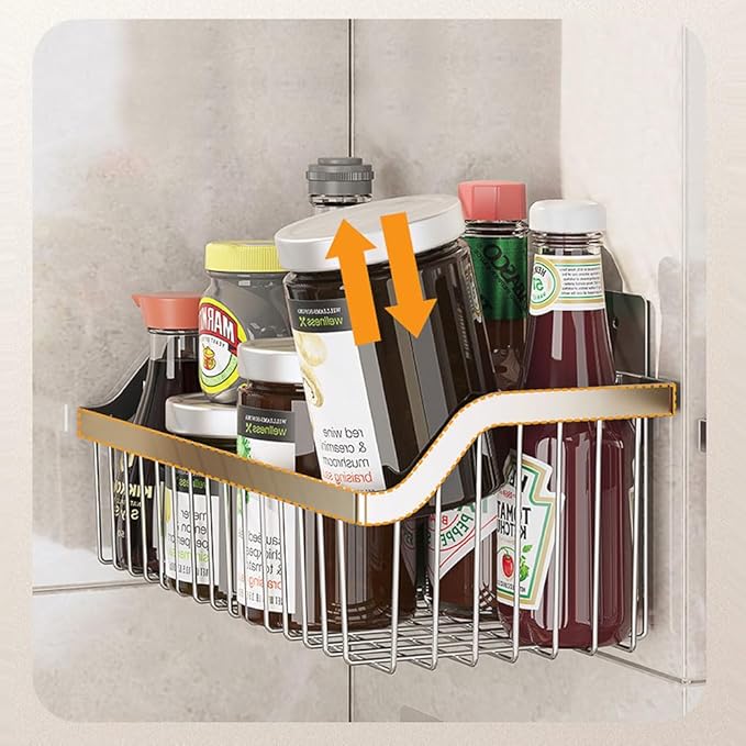 SUS304 Stainless Steel Hanging Storage Baskets Organizer Wall Mount, Metal Wire Storage Bin Rack for Kitchen Bathroom Shower Spice Shelf,L 9.84 Inch-NeatNest