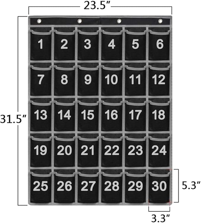 Godery 30 Hanging Pocket Storage Cellphone Pocket Chart, Numbered Organizer Classroom for Calculator & Cell Phone Holders (30 pocket)-NeatNest