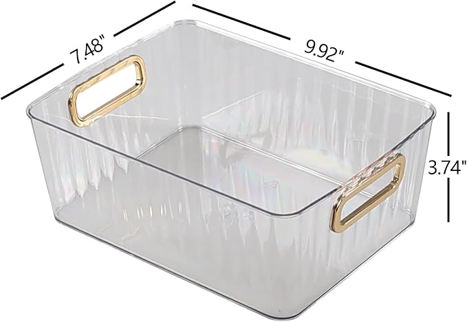 Clear Pantry Organizer Bins, Plastic Storage Basket for refrigerator, 6 Packs-NeatNest
