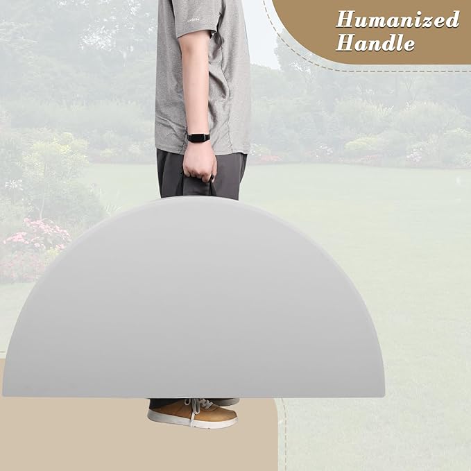 Athena Collection 4ft Plastic Folding Dining Table, Large Foldable Round Card Table Portable with Carry Handle Heavy Duty Fold-in-Half for Indoor Outdoor Party Camping, Grey-NeatNest