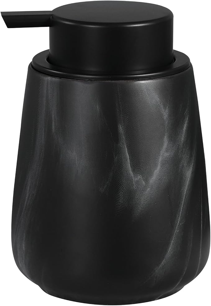12Oz Ceramic Liquid Soap Dispenser - Modern Lotion Hand Soap Dispenser with Easy-to-Press Black Pump, Reusable and Refillable Dish Soap Dispensers for Bathroom & Kitchen, Marble Black-NeatNest