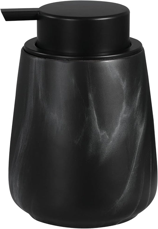 12Oz Ceramic Liquid Soap Dispenser - Modern Lotion Hand Soap Dispenser with Easy-to-Press Black Pump, Reusable and Refillable Dish Soap Dispensers for Bathroom & Kitchen, Marble Black-NeatNest