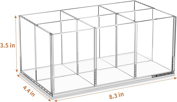 HIIMIEI Clear Makeup Brush Holder Organizer Acrylic 6-Slots Cosmetic Brushes Storage Organizer for Vanity Countertop-NeatNest