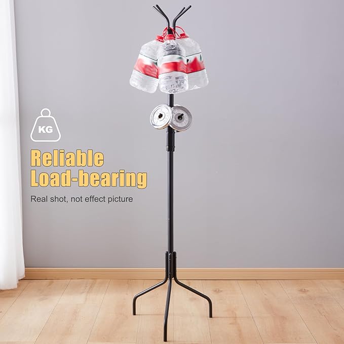 Coat Rack Freestanding,hat and coat rack stand for entryway,Living Room,Bedroom,Metal coat tree with12 Hooks and 3 Legs (Black)-NeatNest
