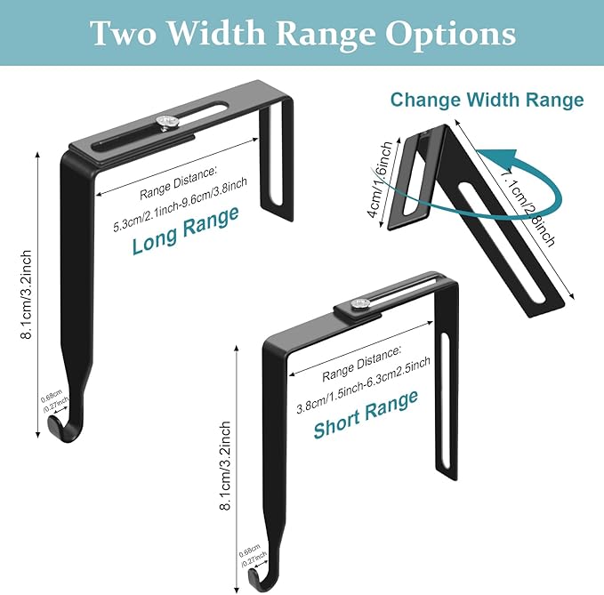 10 Pcs Over The Door Hooks, Adjustable Cubicle Hooks, Premium Metal Cubicle Door Hangers, Fit 1 3/8" to 3 1/2" Panels Heavy Duty Holder for Clothes, Towels, Hats, Coats, Black