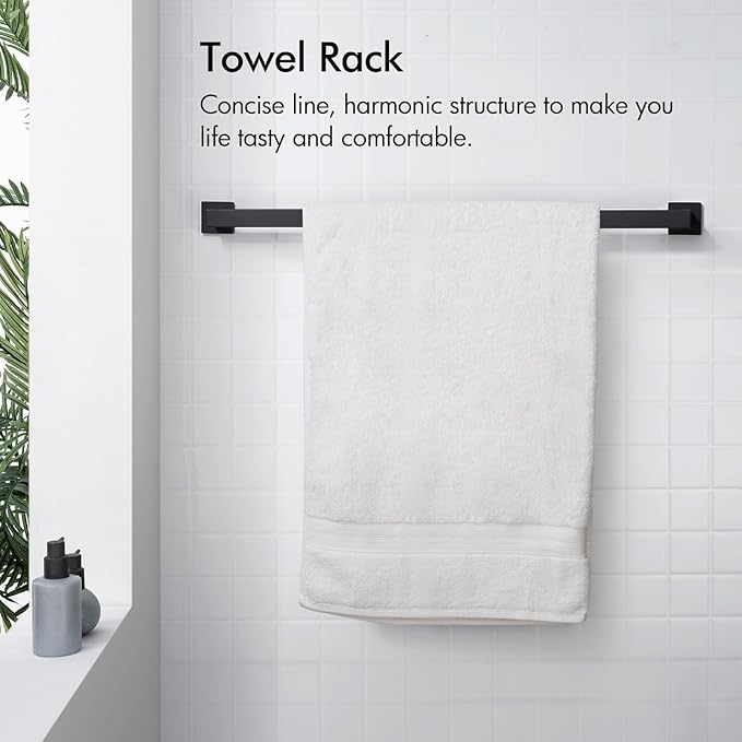 BANOLUX Towel Rack, 32-Inch Single Towel Bars for Bathroom, Towel Racks for Bathroom Wall Mounted SUS304 Stainless Steel Hand Towel Holder Organize Heavy Duty, Matte Black Towel Bar